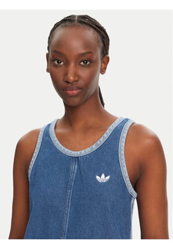Adidas - adidas Sukienka jeansowa adicolor Denim 3-Stripes JD2580 Niebieski Slim Fit. Kolor: niebieski. Materiał: bawełna