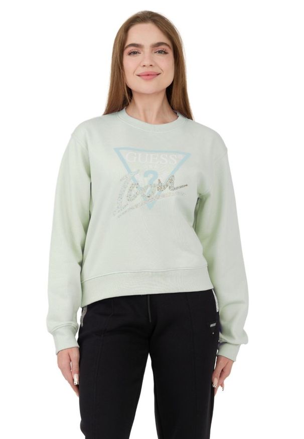 Guess - GUESS Miętowa damska bluza Icon, Rozmiar L. Kolor: zielony