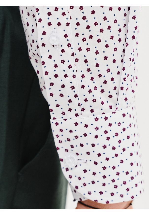 Pako Lorente - PAKO LORENTE – Biała koszula męska w mikrowzór. Kolor: biały. Materiał: elastan, bawełna. Długość rękawa: długi rękaw. Długość: długie. Sezon: wiosna, lato