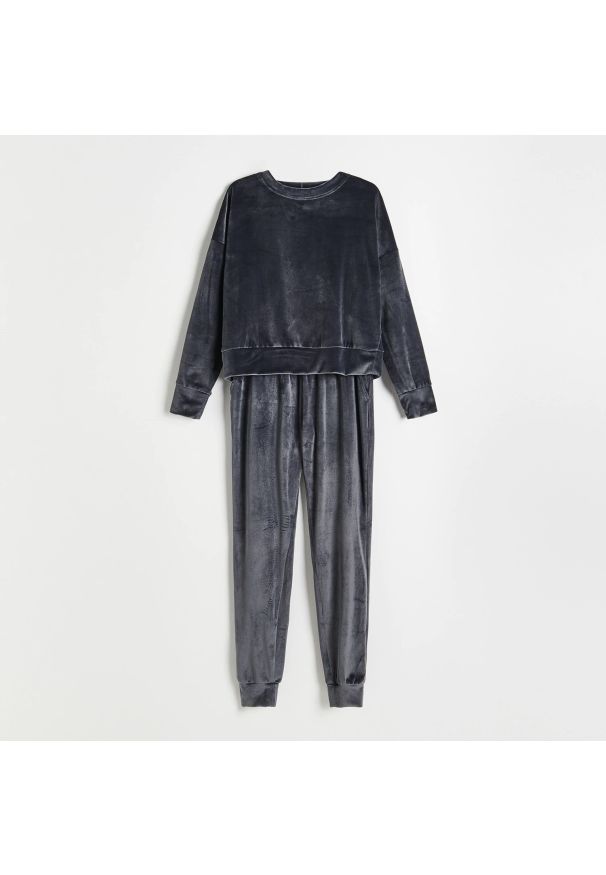 Reserved - Welurowa piżama - Szary. Kolor: szary. Materiał: welur