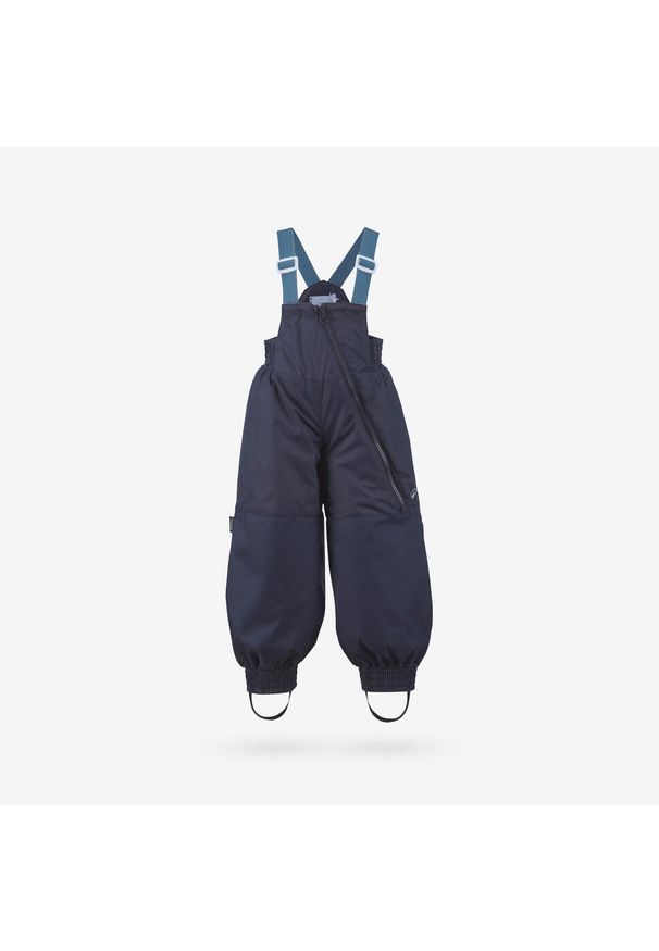 WEDZE - Spodnie ogrodniczki narciarskie dla dzieci Quechua Bib 500 Toddler. Kolor: niebieski, szary, wielokolorowy. Materiał: polar. Długość: długie. Sezon: zima. Sport: narciarstwo