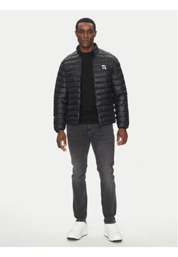 Karl Lagerfeld - KARL LAGERFELD Kurtka przejściowa 505710 500590 Czarny Regular Fit. Typ kołnierza: dekolt w karo. Kolor: czarny. Materiał: syntetyk