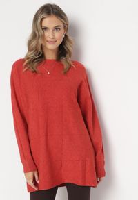 Born2be - Czerwony Sweter z Długim Rękawem Shi. Kolor: czerwony. Materiał: dzianina. Długość rękawa: długi rękaw. Długość: długie. Sezon: jesień, zima #5
