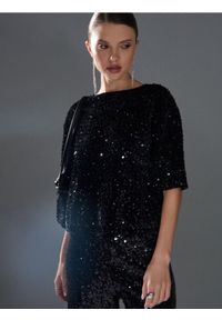 Sinsay - Bluzka z połyskującymi cekinami - czarny. Kolor: czarny #1