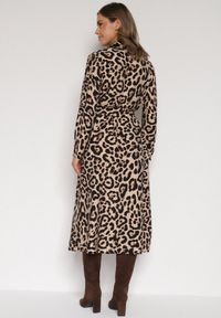 Born2be - Panterkowa Koszulowa Sukienka z Wiskozą w Panterkę z Wiązanym Paskiem Assava. Okazja: do pracy, na spotkanie biznesowe. Materiał: wiskoza. Wzór: motyw zwierzęcy. Typ sukienki: koszulowe. Styl: biznesowy, klasyczny, elegancki #5