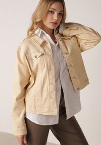 Born2be - Beżowa Bawełniana Kurtka Jeansowa Perimea. Kolor: beżowy. Materiał: bawełna, jeans #1