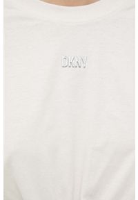 DKNY - Dkny t-shirt bawełniany kolor beżowy. Kolor: beżowy. Materiał: bawełna. Wzór: aplikacja #5