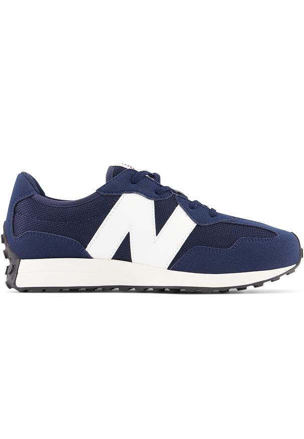 Buty dziecięce New Balance GS327CNW – granatowe. Okazja: na co dzień. Kolor: niebieski. Materiał: guma, materiał, syntetyk. Szerokość cholewki: normalna. Sezon: lato