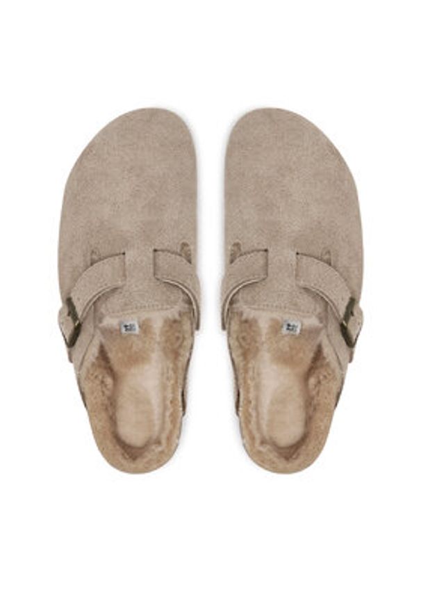 Birkenstock Klapki Boston Shearling 1028299 Beżowy. Kolor: beżowy. Materiał: zamsz, skóra