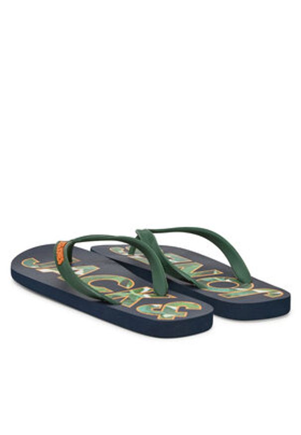 Jack & Jones - Jack&Jones Japonki Jfwlogo Palm Print Flip Flop Ln 12230642 Granatowy. Kolor: niebieski. Wzór: nadruk