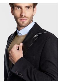 CG - CLUB of GENTS Płaszcz wełniany Piper-K 254001-001 Czarny Slim Fit. Kolor: czarny. Materiał: wełna #3