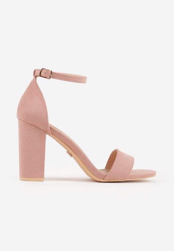 Renee - Jasnoróżowe Sandały Vices na Słupku z Wkładką ze Skóry Naturalnej Avelhira. Okazja: na wesele, na studniówkę, na ślub cywilny. Zapięcie: sprzączka. Kolor: różowy. Materiał: skóra. Obcas: na słupku