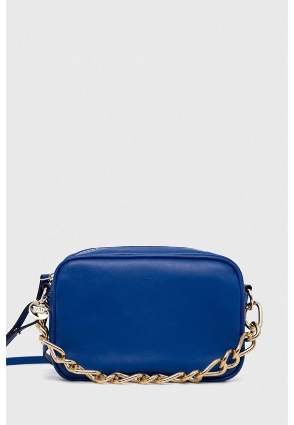 Red Valentino torebka skórzana kolor niebieski. Kolor: niebieski. Materiał: skórzane. Rodzaj torebki: na ramię