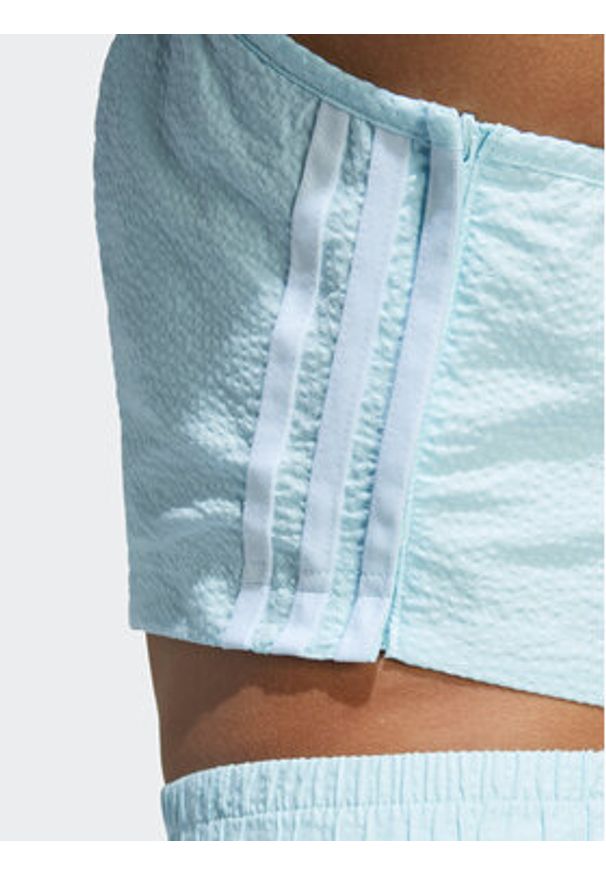 Adidas - adidas Top adicolor Classics Poplin HL9307 Błękitny Slim Fit. Kolor: niebieski. Materiał: bawełna