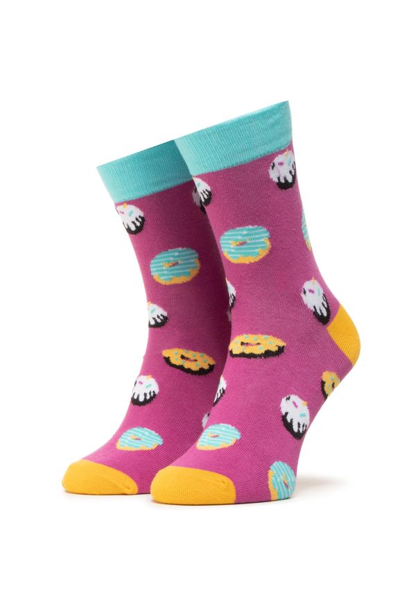 Skarpety wysokie unisex Dots Socks - DTS-SX-420-F Fioletowy. Kolor: fioletowy. Materiał: elastan, poliamid, bawełna, materiał. Wzór: kolorowy