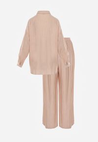 Renee - Beżowy Wiskozowy Komplet o Luźnym Kroju z Koszulą i Spodniami Sesorilia. Kolor: beżowy. Materiał: wiskoza #8