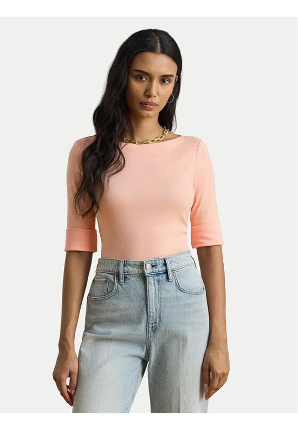 Lauren Ralph Lauren - LAUREN RALPH LAUREN Bluzka 200654963202 Pomarańczowy jasny Slim Fit. Kolor: pomarańczowy. Materiał: bawełna