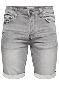 Only & Sons Szorty jeansowe Ply 22018583 Szary Regular Fit. Kolor: szary. Materiał: bawełna, jeans