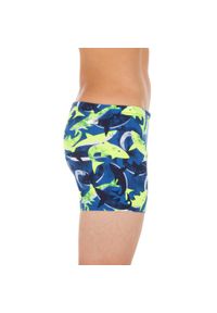NABAIJI - Bokserki pływackie dla dzieci Nabaiji 500 Fitib All Shark. Kolor: zielony, żółty, niebieski, wielokolorowy. Materiał: poliester, materiał