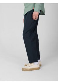 outhorn - Spodnie tkaninowe z lnem męskie - granatowe. Kolor: niebieski. Materiał: tkanina, len #7