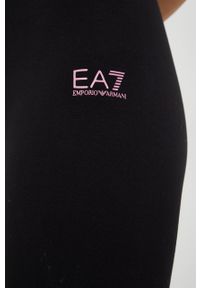 EA7 Emporio Armani spodnie damskie kolor czarny z nadrukiem. Stan: podwyższony. Kolor: czarny. Materiał: dzianina. Wzór: nadruk #4