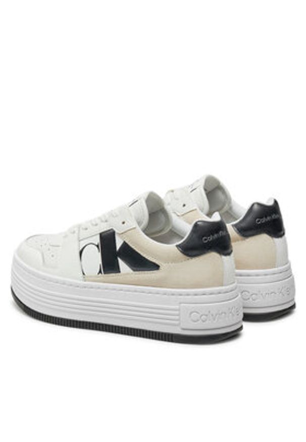 Calvin Klein Jeans Sneakersy Bold Platf Low Lace Mix Nbs Mtr YW0YW01482 Biały. Kolor: biały. Materiał: skóra