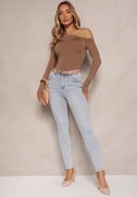 Renee - Niebieskie Jeansy z Bawełną Skinny High Waist Marino. Okazja: na co dzień. Stan: podwyższony. Kolor: niebieski. Styl: casual, elegancki #4