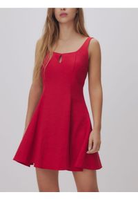 Reserved - Sukienka mini z wiskozą - czerwony. Kolor: czerwony. Materiał: wiskoza. Długość: mini #1