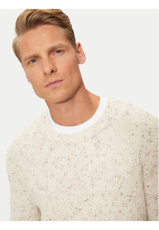 Sisley Sweter 10FES103Z Beżowy Regular Fit. Kolor: beżowy. Materiał: syntetyk
