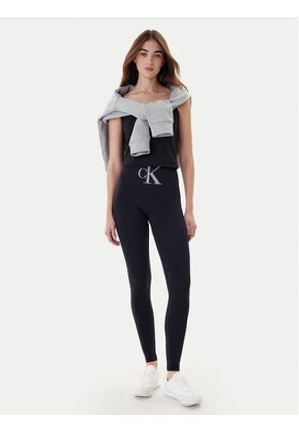 Calvin Klein Legginsy 701233380 Czarny Slim Fit. Kolor: czarny. Materiał: syntetyk