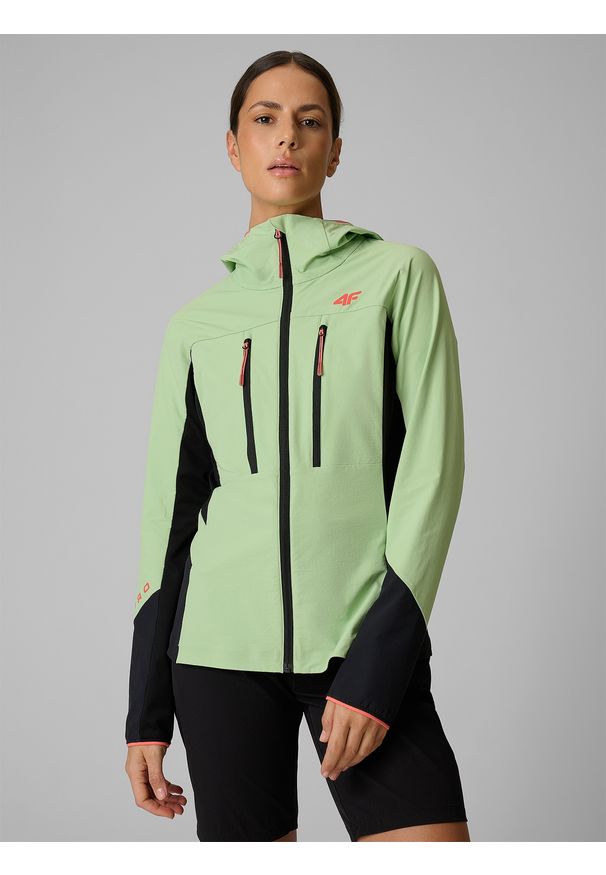4f - 4F Kurtka softshell wiatroodporna membrana 8000 damska - miętowa XXL. Kolor: turkusowy. Materiał: softshell. Sport: wspinaczka, turystyka piesza
