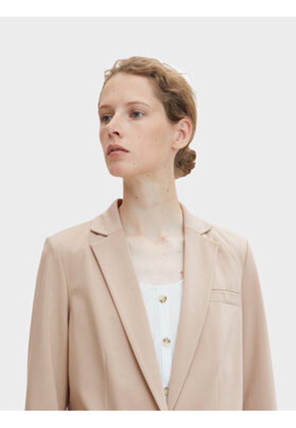 Tom Tailor Marynarka 1032858 Beżowy Regular Fit. Kolor: beżowy. Materiał: wiskoza