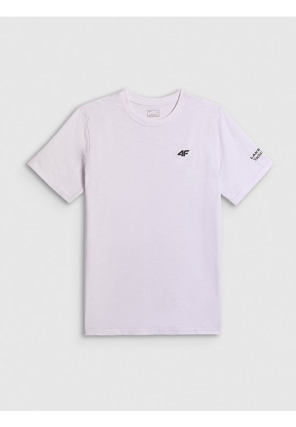 4f - 4F T-shirt regular gładki męski - biały M. Okazja: na co dzień. Kolor: biały. Materiał: bawełna, dzianina. Wzór: gładki. Styl: casual