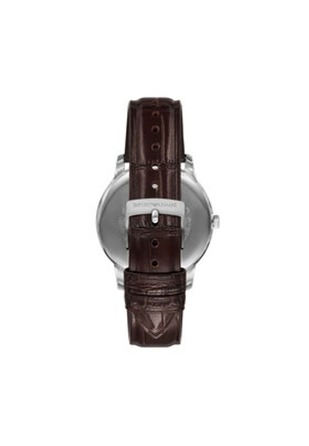 Emporio Armani Zegarek Minimalist AR11672 Brązowy. Kolor: brązowy. Materiał: skóra