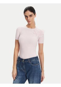 Elisabetta Franchi Sweter MK-55B-51E2 Fioletowy Slim Fit. Kolor: fioletowy. Materiał: syntetyk