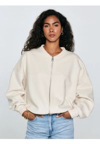 Big-Star - Bluza damska bomber kremowa Felicata 103. Okazja: na co dzień. Kolor: biały. Materiał: dzianina. Wzór: haft. Styl: casual #4