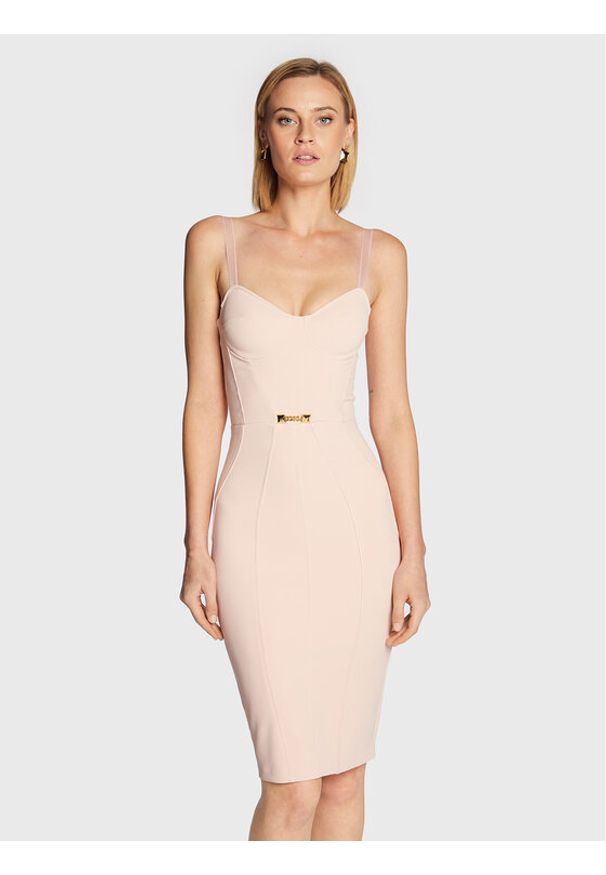 Elisabetta Franchi Sukienka koktajlowa AB-191-26E2-V330 Różowy Slim Fit. Kolor: różowy. Materiał: syntetyk. Styl: wizytowy