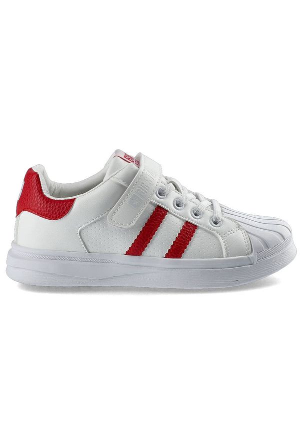 Big-Star - Białe Trampki Big Star Dziecięce Modne Buty. Okazja: na co dzień. Zapięcie: rzepy. Kolor: czerwony. Materiał: skóra ekologiczna, guma. Szerokość cholewki: normalna. Styl: klasyczny, casual, elegancki, sportowy