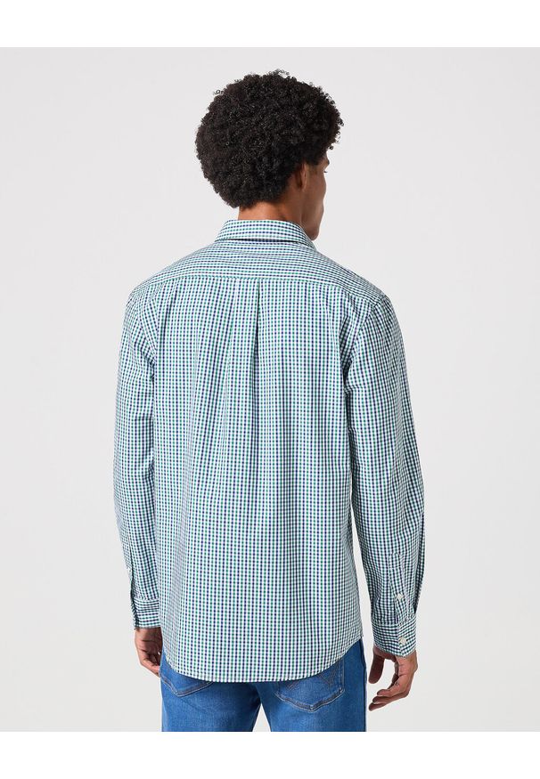 Wrangler - WRANGLER LS 1 PKT SHIRT MĘSKA KOSZULA W KRATĘ GREEN NAVY 112350479 W5A9017096