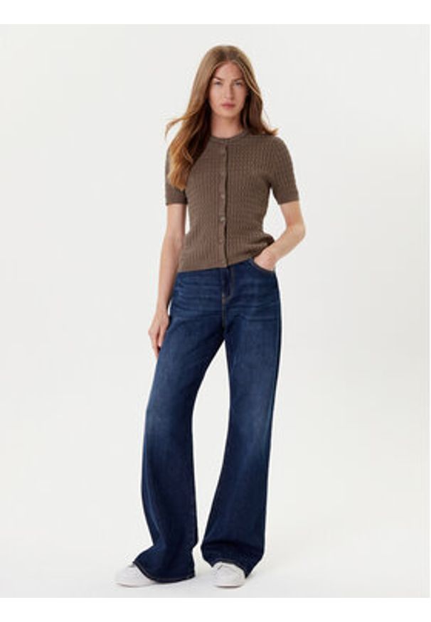 TOMMY HILFIGER - Tommy Hilfiger Kardigan WW0WW45707 Brązowy Slim Fit. Kolor: brązowy. Materiał: bawełna