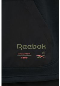 Reebok Classic bluza HB5955 kolor czarny z kapturem z aplikacją. Typ kołnierza: kaptur. Kolor: czarny. Materiał: poliester, materiał. Długość rękawa: raglanowy rękaw. Długość: długie. Wzór: aplikacja #6