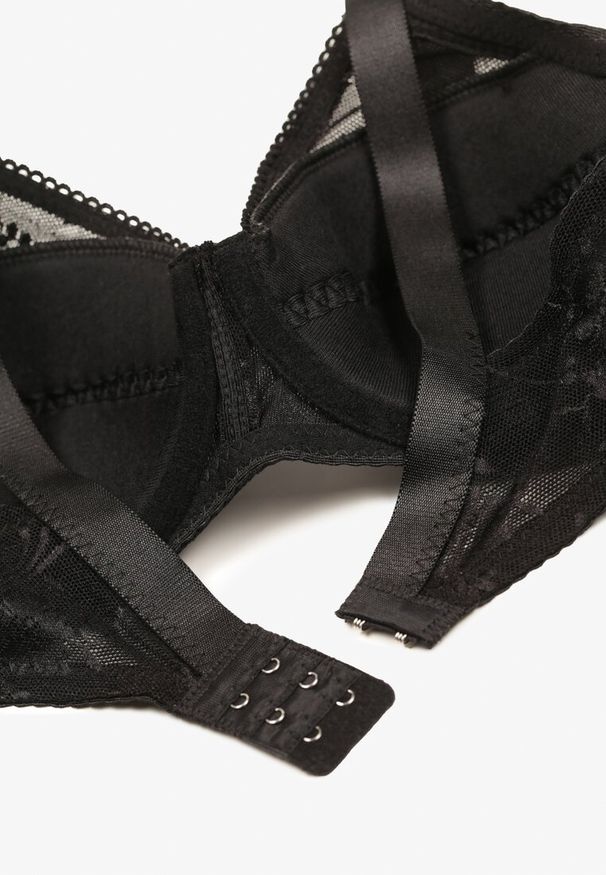 Renee - Czarny Koronkowy Biustonosz Zapinany na Haftki z Regulowanymi Ramiączkami Dimiasha. Kolor: czarny. Materiał: koronka