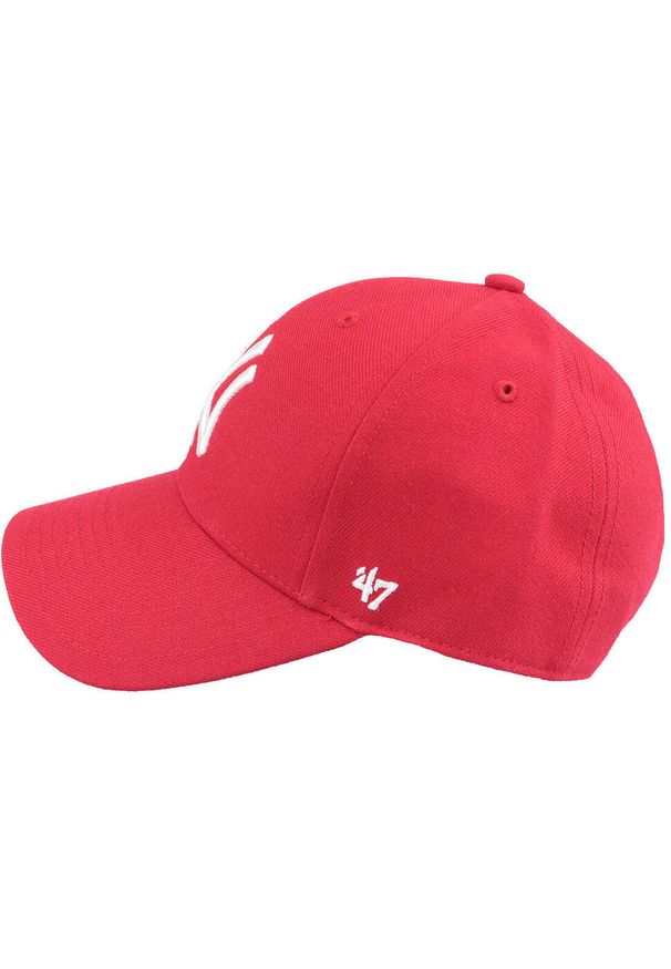 47 Brand - Czapka z daszkiem dziewczęca MLB New York Yankees Yth. Kolor: czerwony. Materiał: akryl, wełna