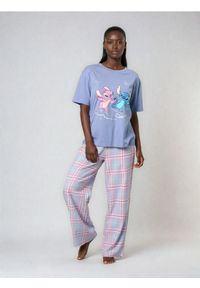 Sinsay - Bawełniana piżama dwuczęściowa z nadrukiem Stitch - błękitny. Kolor: niebieski. Materiał: bawełna. Wzór: nadruk #1