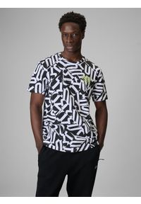 4f - 4F T-shirt regular z nadrukiem męski - biały S. Okazja: na co dzień. Kolor: biały. Materiał: dzianina, bawełna, materiał. Wzór: nadruk. Styl: casual #1