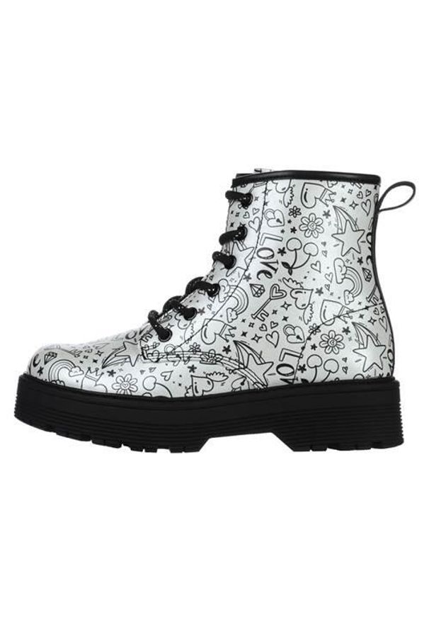 skechers - Buty do chodzenia dla dzieci Skechers Gravlen Hi Doodle. Wysokość cholewki: za kostkę. Kolor: biały, wielokolorowy, czarny, szary. Materiał: materiał, syntetyk. Szerokość cholewki: normalna. Sport: turystyka piesza