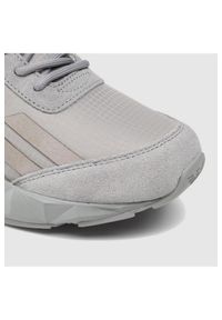 EA7 Emporio Armani - EA7 Szare sneakersy męskie z dużym logo, Rozmiar 41 1/3. Kolor: szary. Materiał: zamsz, materiał. Szerokość cholewki: normalna. Wzór: aplikacja