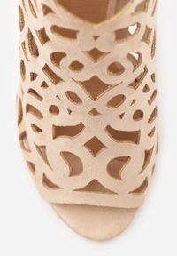 Born2be - Beżowe Ażurowe Sandały Botki Vices na Szpilce Nativria. Kolor: beżowy. Wzór: ażurowy. Obcas: na szpilce. Styl: elegancki #3