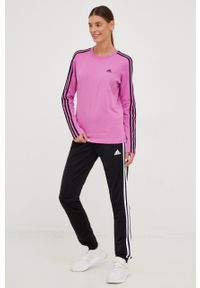 Adidas - adidas spodnie dresowe damskie kolor czarny z aplikacją. Kolor: czarny. Materiał: dresówka. Wzór: aplikacja #4