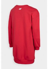4f - 4F sukienka dziecięca kolor czerwony mini prosta. Okazja: na co dzień. Typ kołnierza: kaptur. Kolor: czerwony. Długość rękawa: długi rękaw. Wzór: nadruk. Typ sukienki: proste. Styl: casual. Długość: mini #2